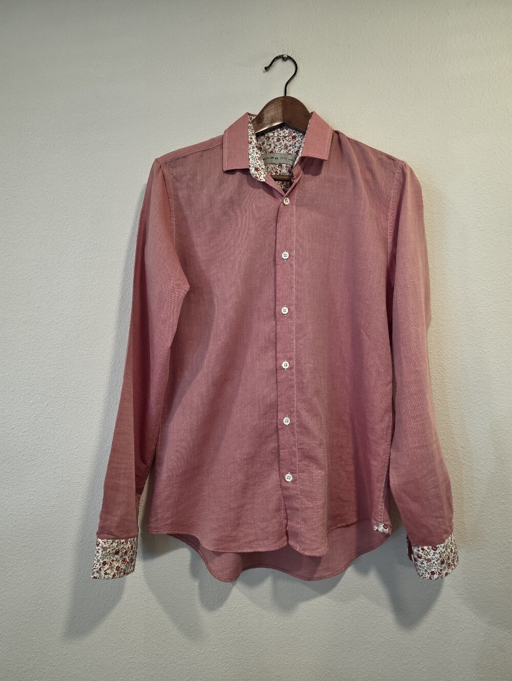 Etro Red Button Down Long Sleeve Dress Shirt